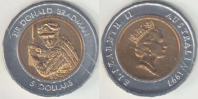 1997 Australia $5 (Bradman) 2'x2' A004379